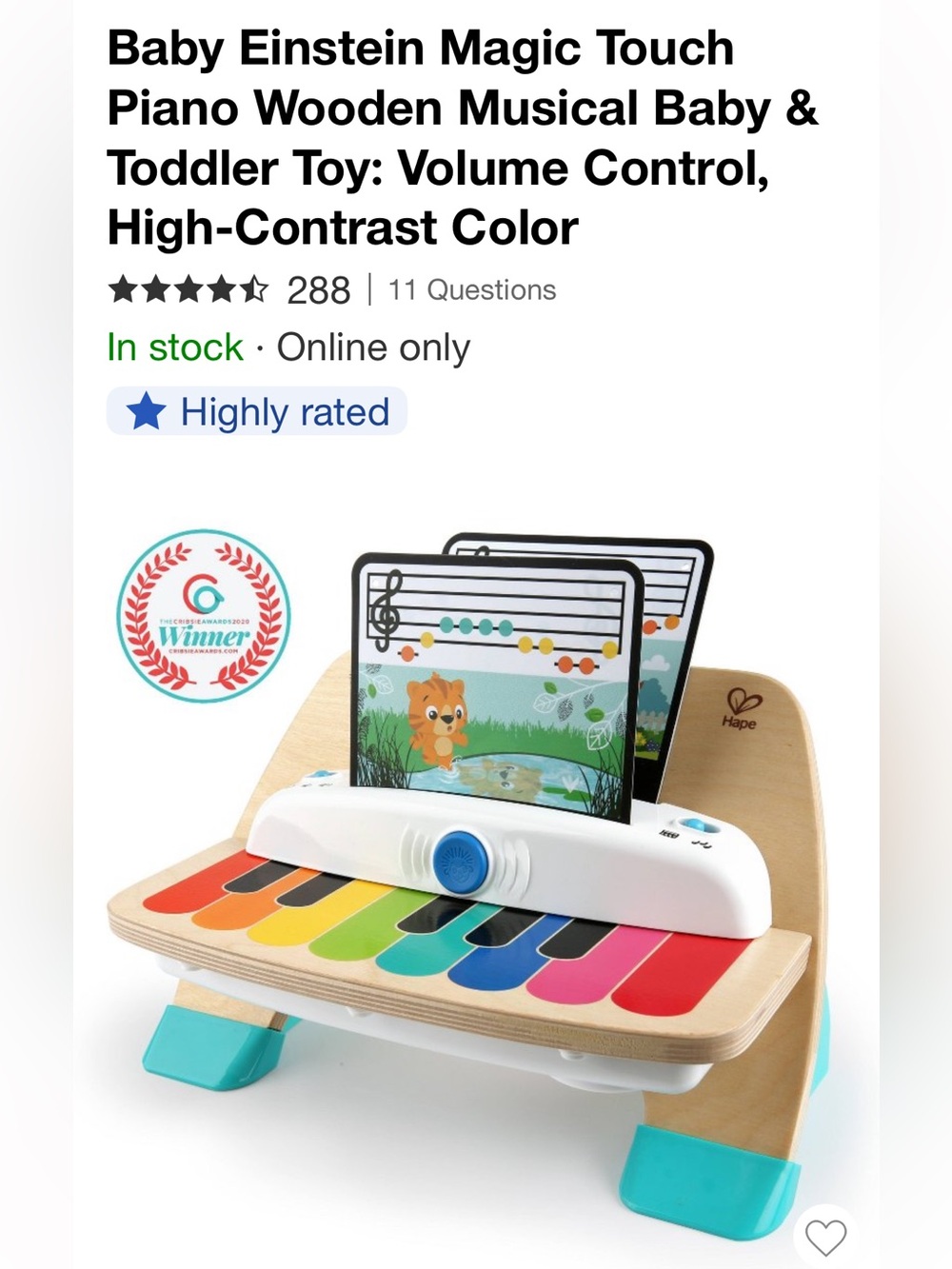 Baby Einstein Magic Touch Wooden Piano - like new in box, with all accessories